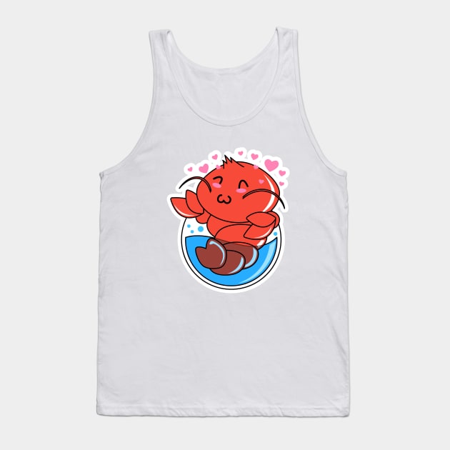 Cute Lobster Cartoon Character Tank Top by BrightLightArts